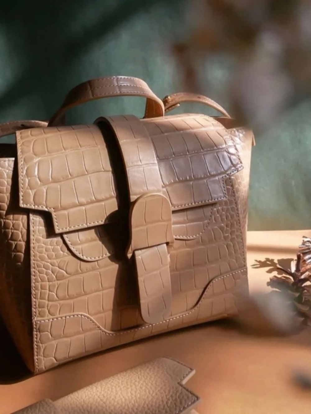Senreve Mini Maestra Dragon Latte Gold Embossed Leather Backpack Or Shou…